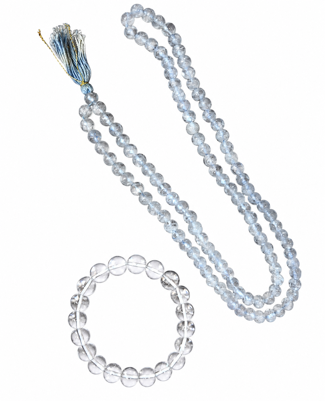 Labradorite Mala & Clear Quartz Bracelet Set